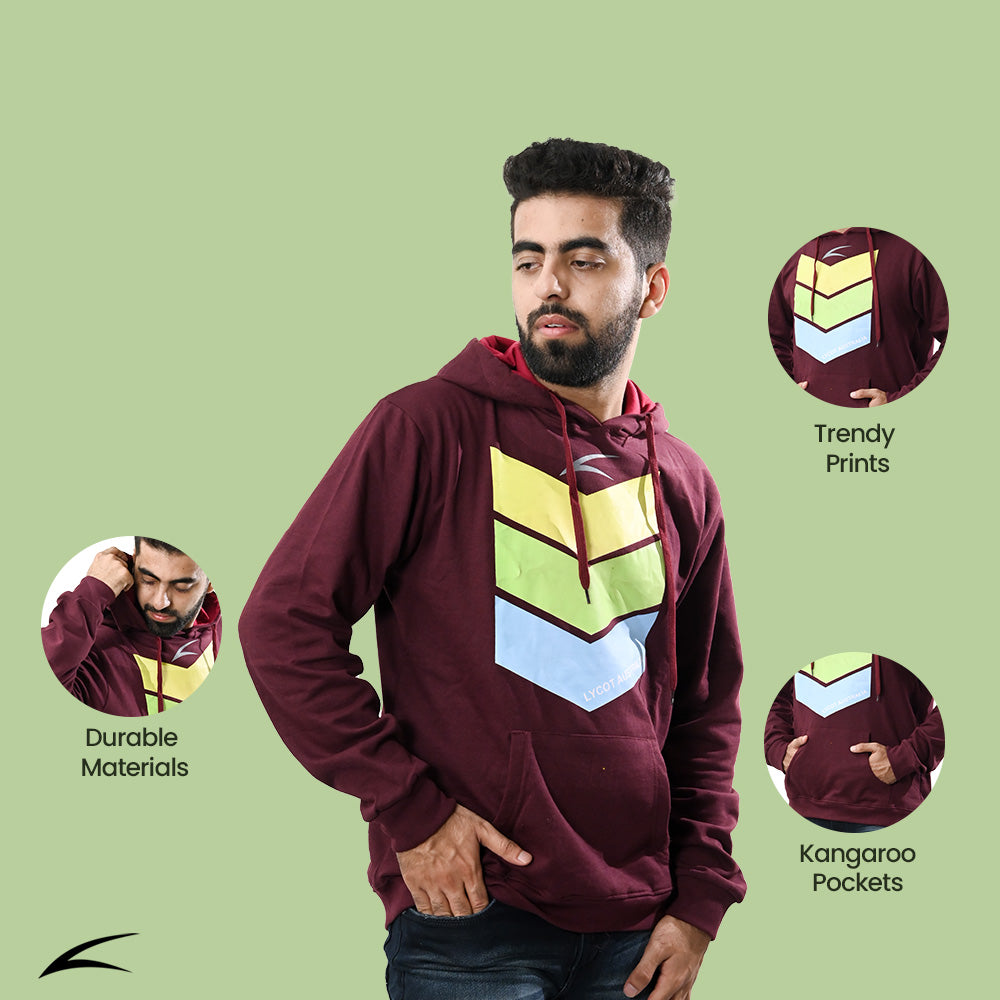 Cozy Maroon Winter Hoodies for Men, With Front Kangaroo Pockets