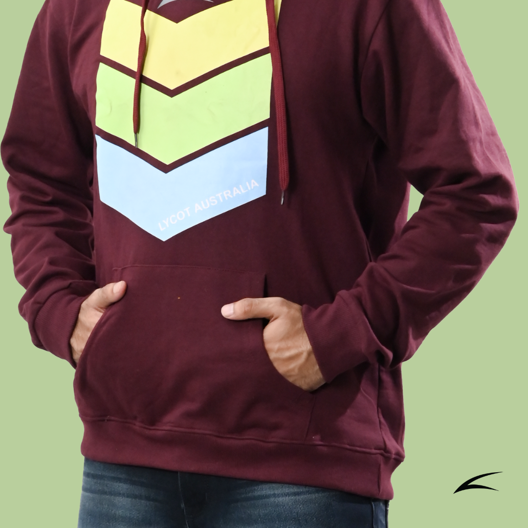 Cozy Maroon Winter Hoodies for Men, With Front Kangaroo Pockets