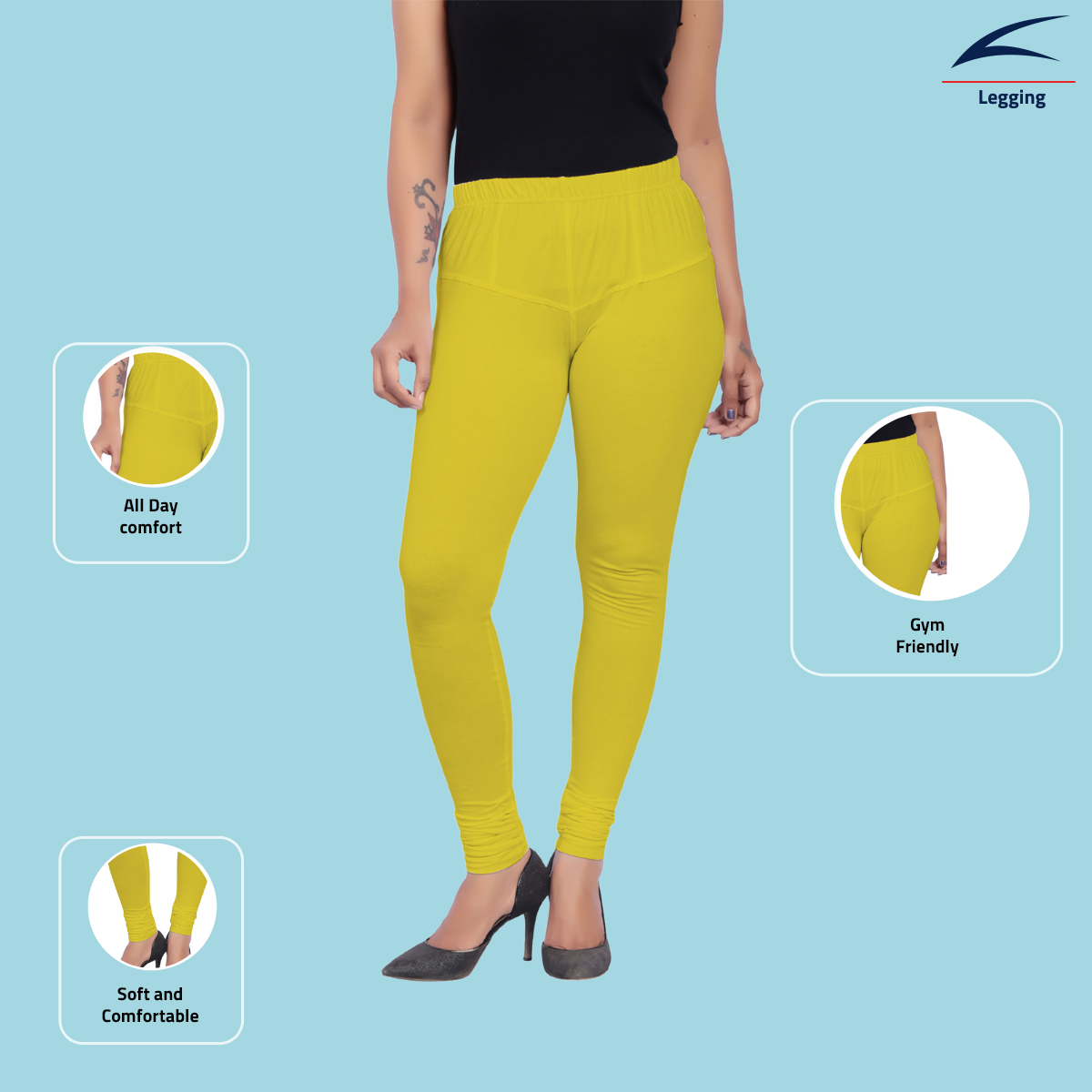 Women's Churidar Leggings - Yellow