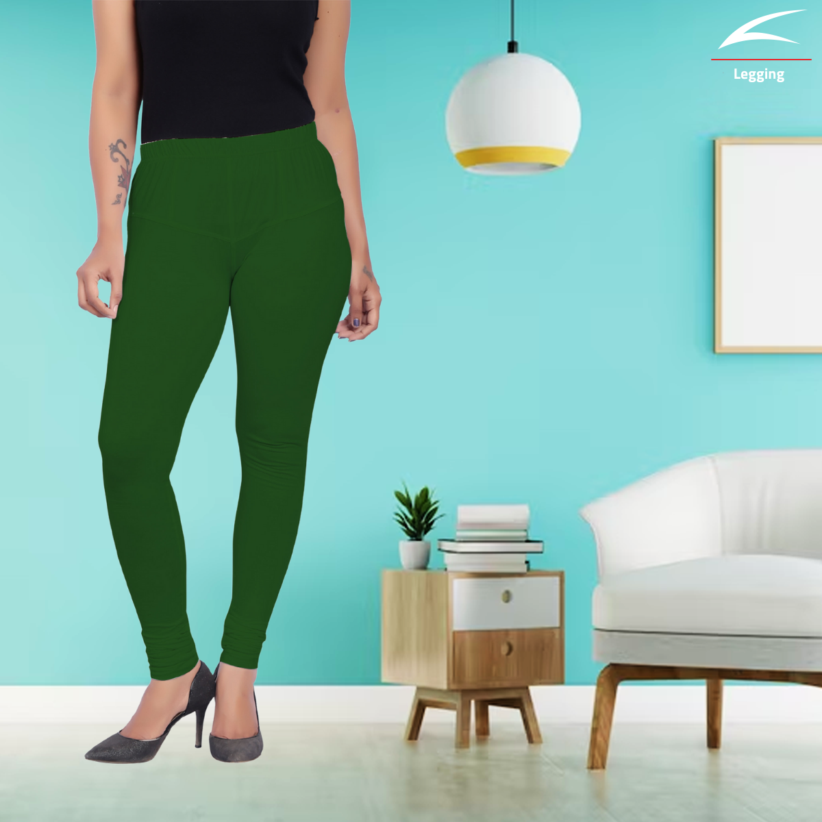 Women's Churidar Leggings - Green