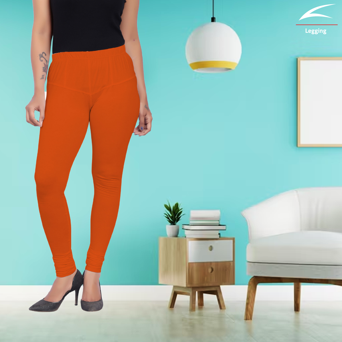 Women's Churidar Leggings - Orange
