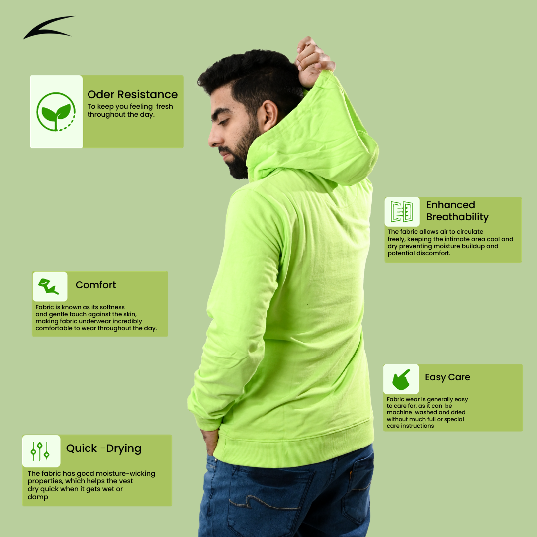 Cozy Lime Green Winter Hoodies for Men, With Front Kangaroo Pockets