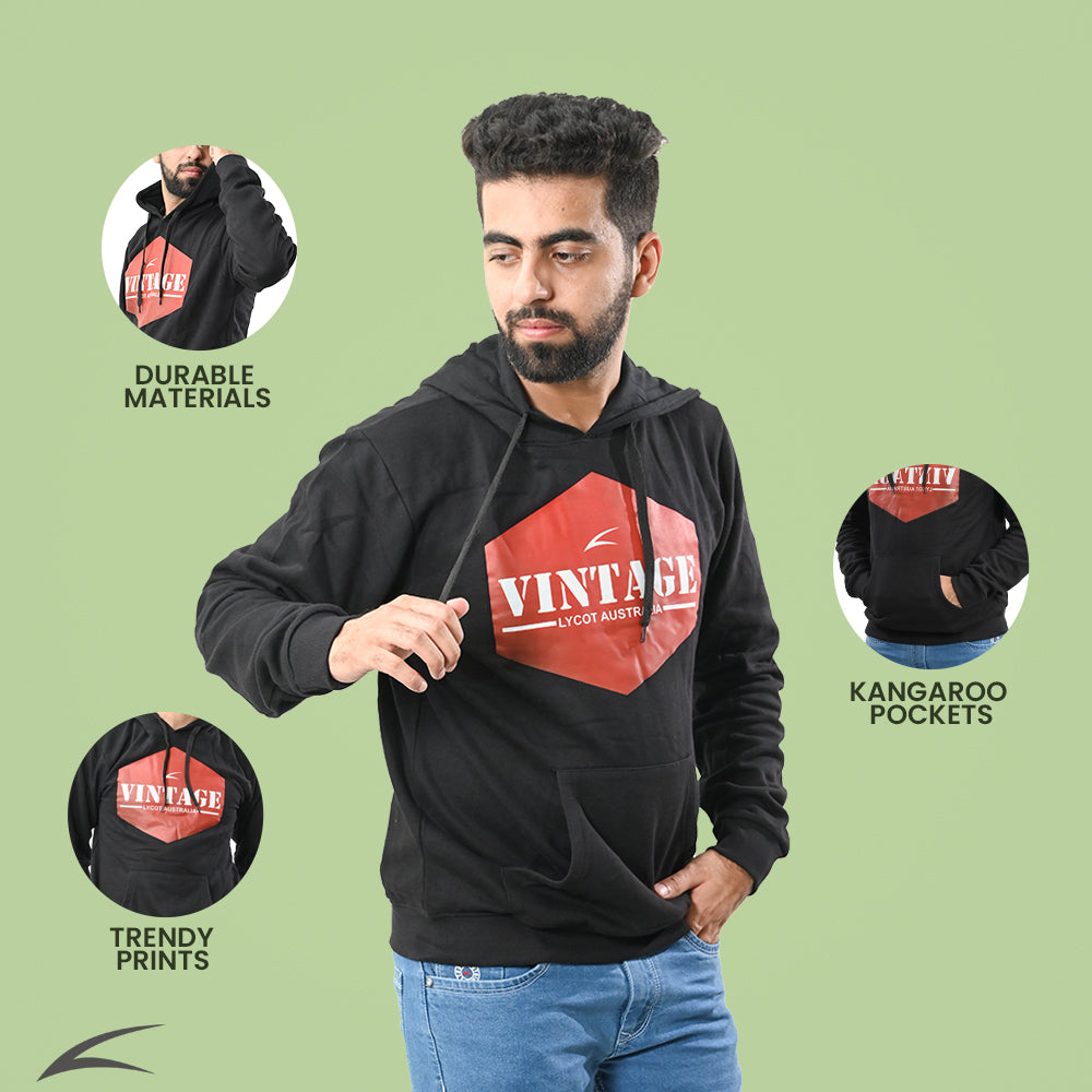 Cozy Black Winter Hoodies for Men, With Front Kangaroo Pockets