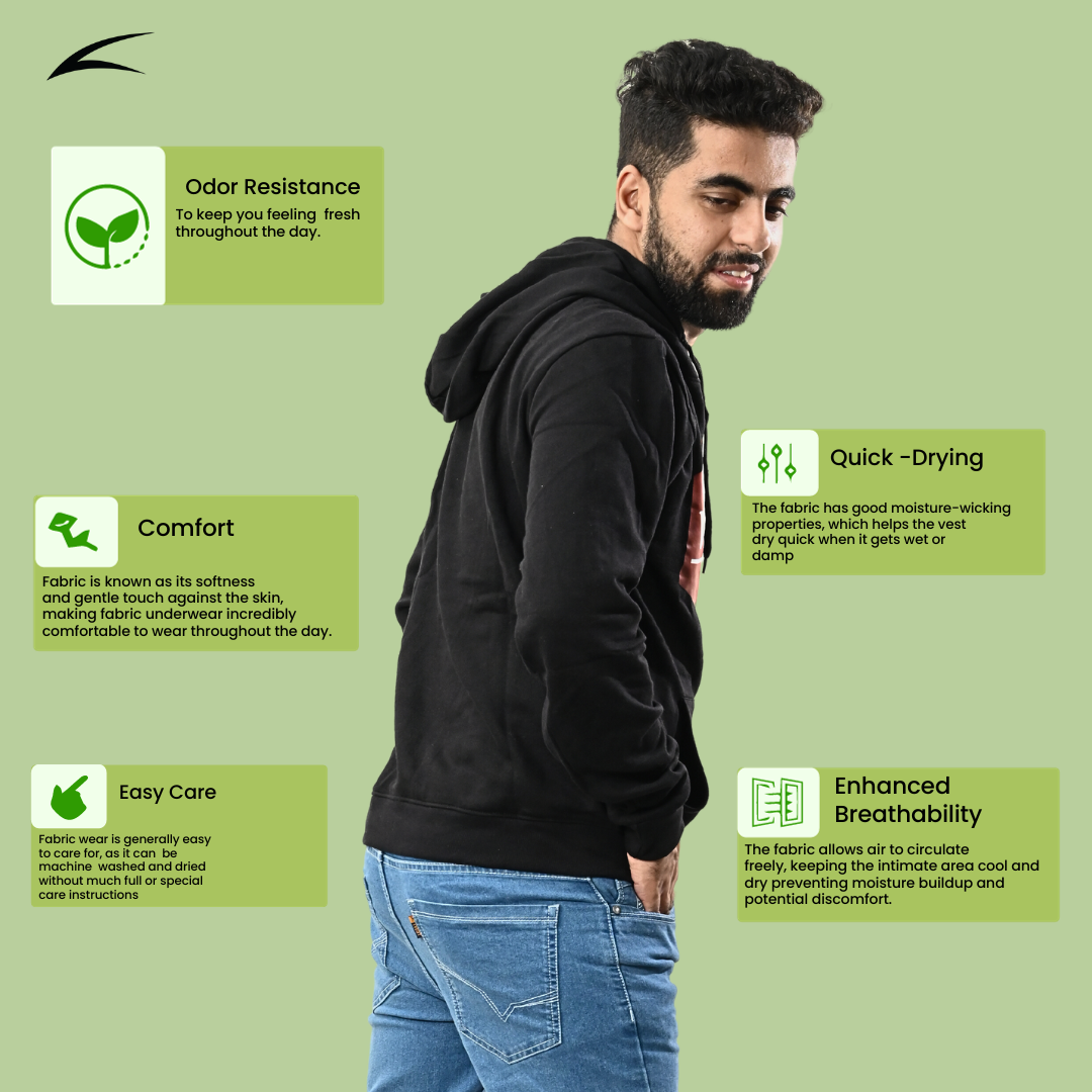 Cozy Black Winter Hoodies for Men, With Front Kangaroo Pockets