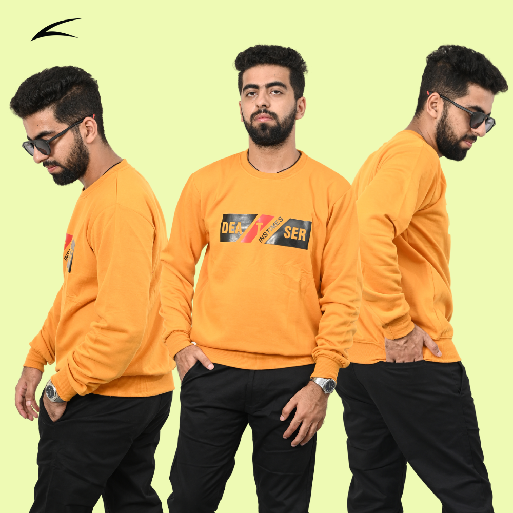Yellow Versatile Sweatshirts for Men (Series 8000)